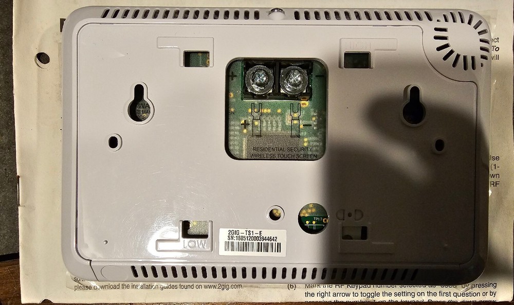 2GIG-TS1 Secondary Touch Screen Security Keypad Alarm System Panel