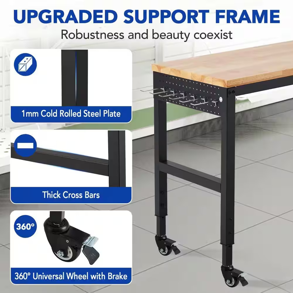 72 In. X 25 In. Adjustable Workbench 2000 Lbs. Load Capacity, Height 29.5 In. -3