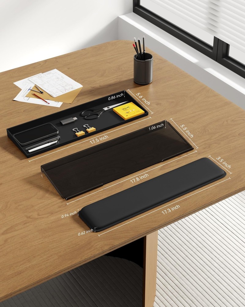 Computer Keyboard Stand with Storage Box, Keyboard Riser Wrist Rest for Deskt...