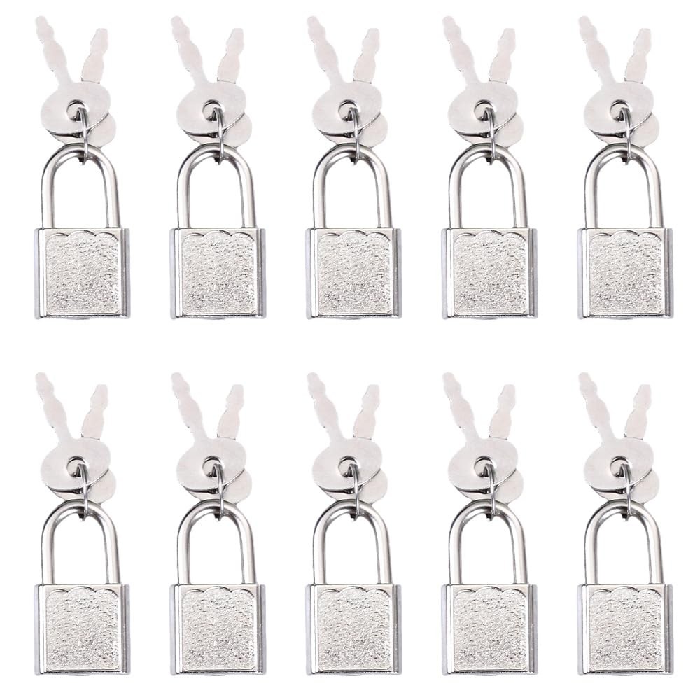10Pcs Mini Cute Diary Padlock, Tiny Luggage Lock with Keys, Small Locks for J...
