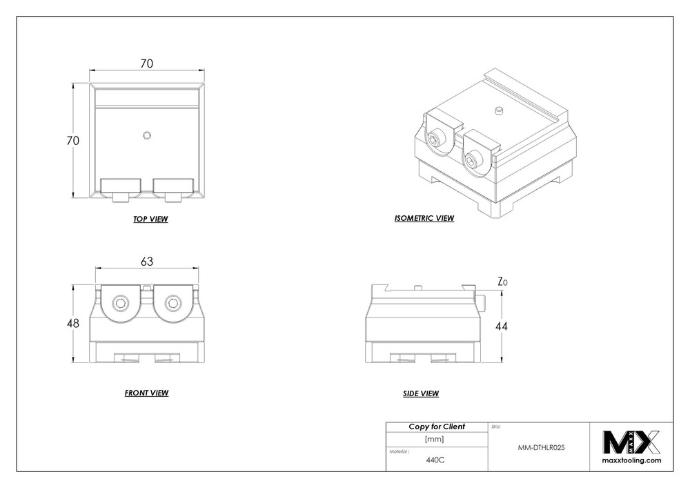 MaxxMacro 70 Stainless Dovetail Holder 48mm