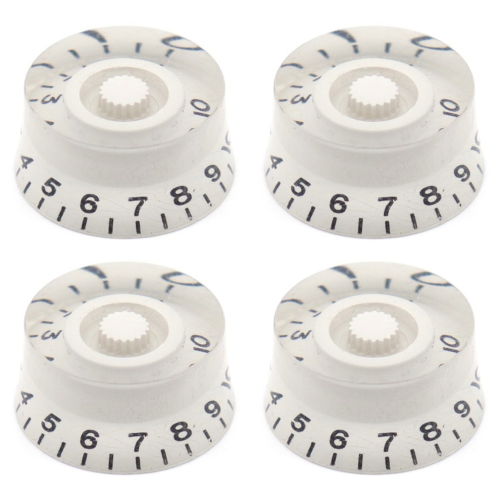 4Pcs Acrylic Bass Guitar Knobs Volume Tone Control Knobs White Black numbers