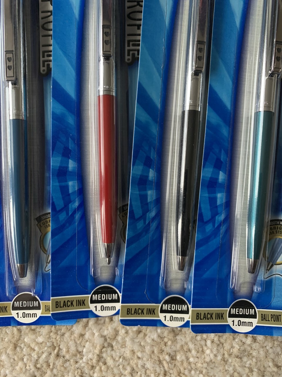 PAPERMATE 14164 PROFILE SLIM PEN ,1-BLK,1-BL,1-RED,1-TEAL,Blk Ink-Med BallPoint