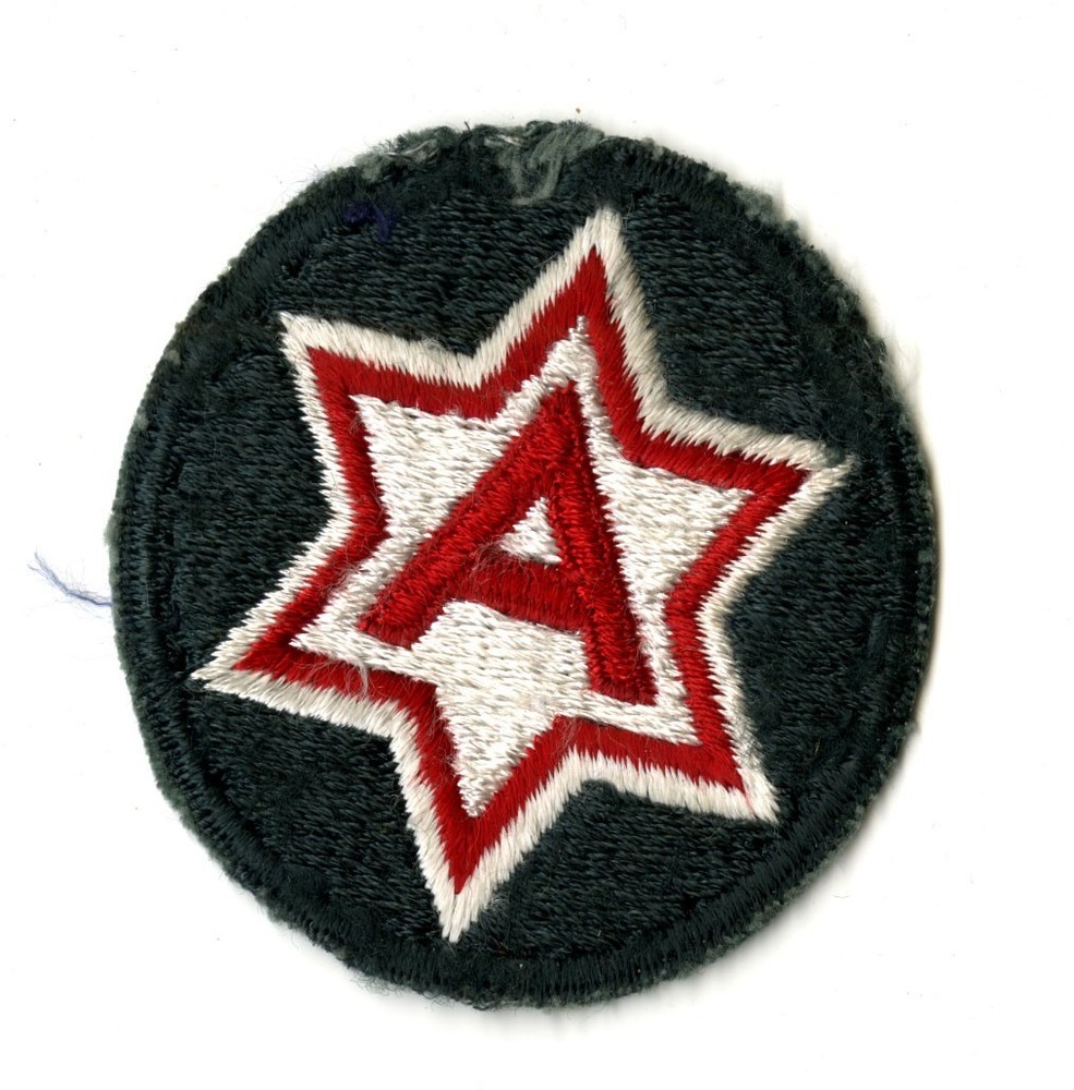 Sixth Army 2nd Design White Back Patch Forest Green Cut Edge Vintage