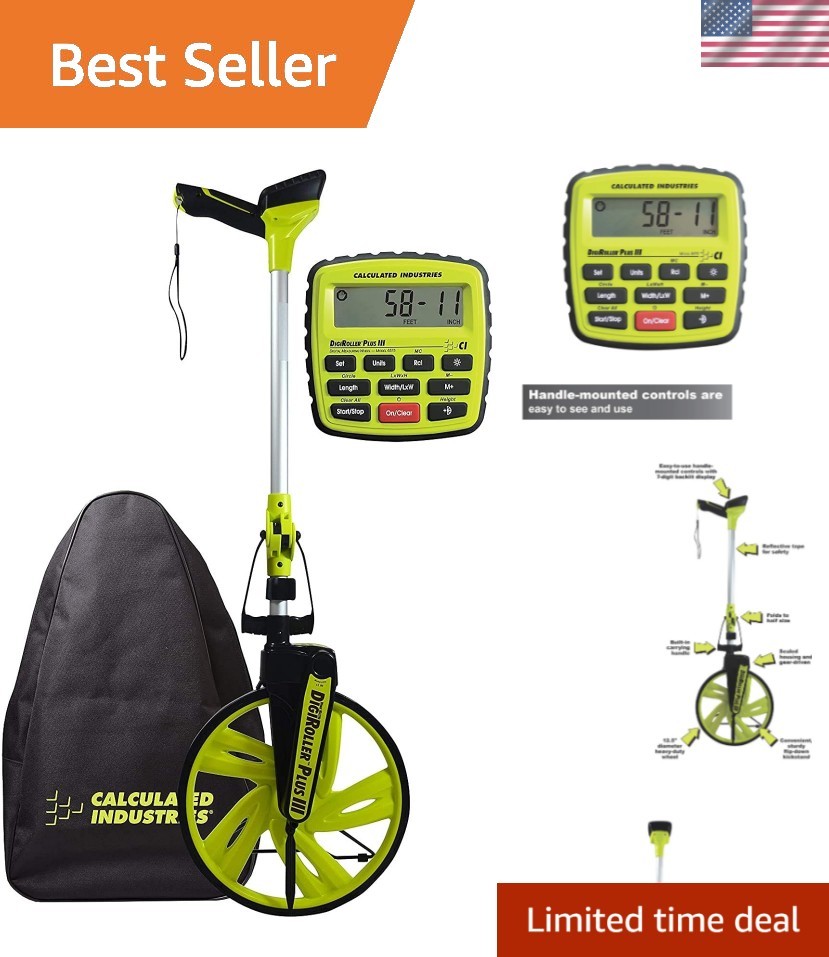 Compact 12.5-Inch Distance Measuring Wheel - Easy Read Backlit Display & Durable