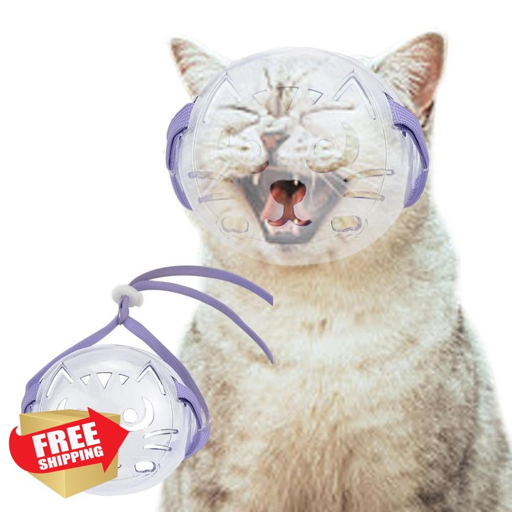 Transparent Cat Grooming Muzzle Breathable Adjustable Hood Bite