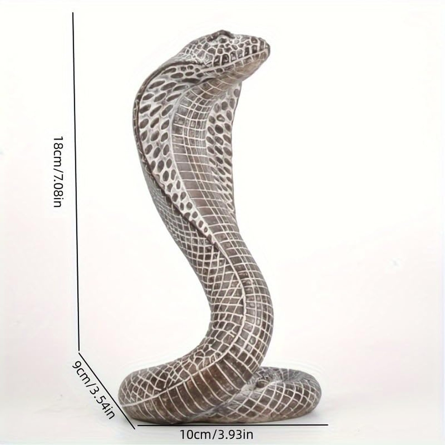 Realistic King Cobra Snake Statue - Hand Painted Figurine Sculpture for Home ...
