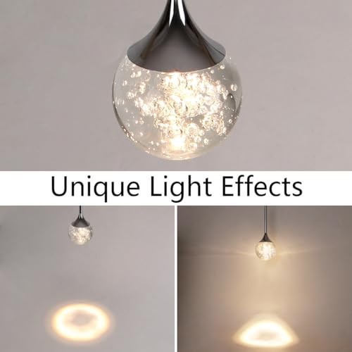 Modern Crystal Pendant Lighting for Kitchen Island Chrome 2 Pack Chrome-Bubble