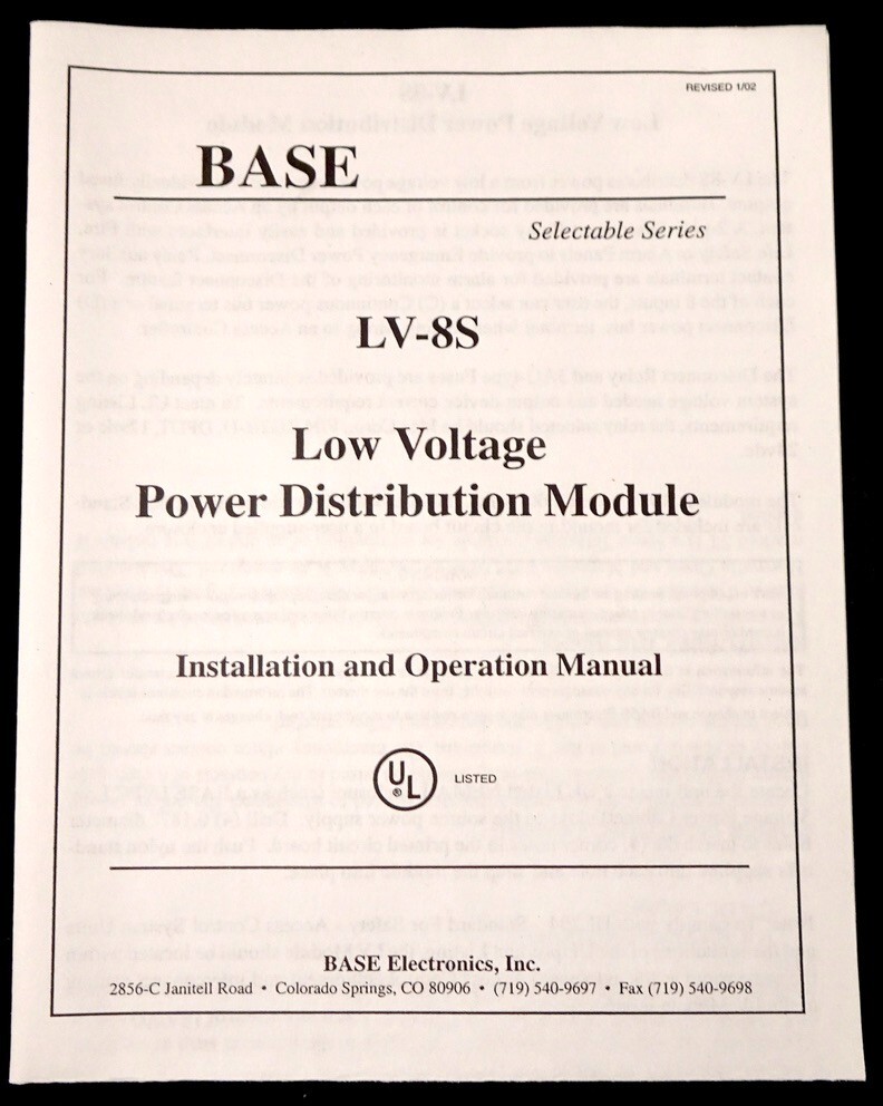 Base Electronics LV-8S Low Voltage Power Distribution Module, NEW IN BOX