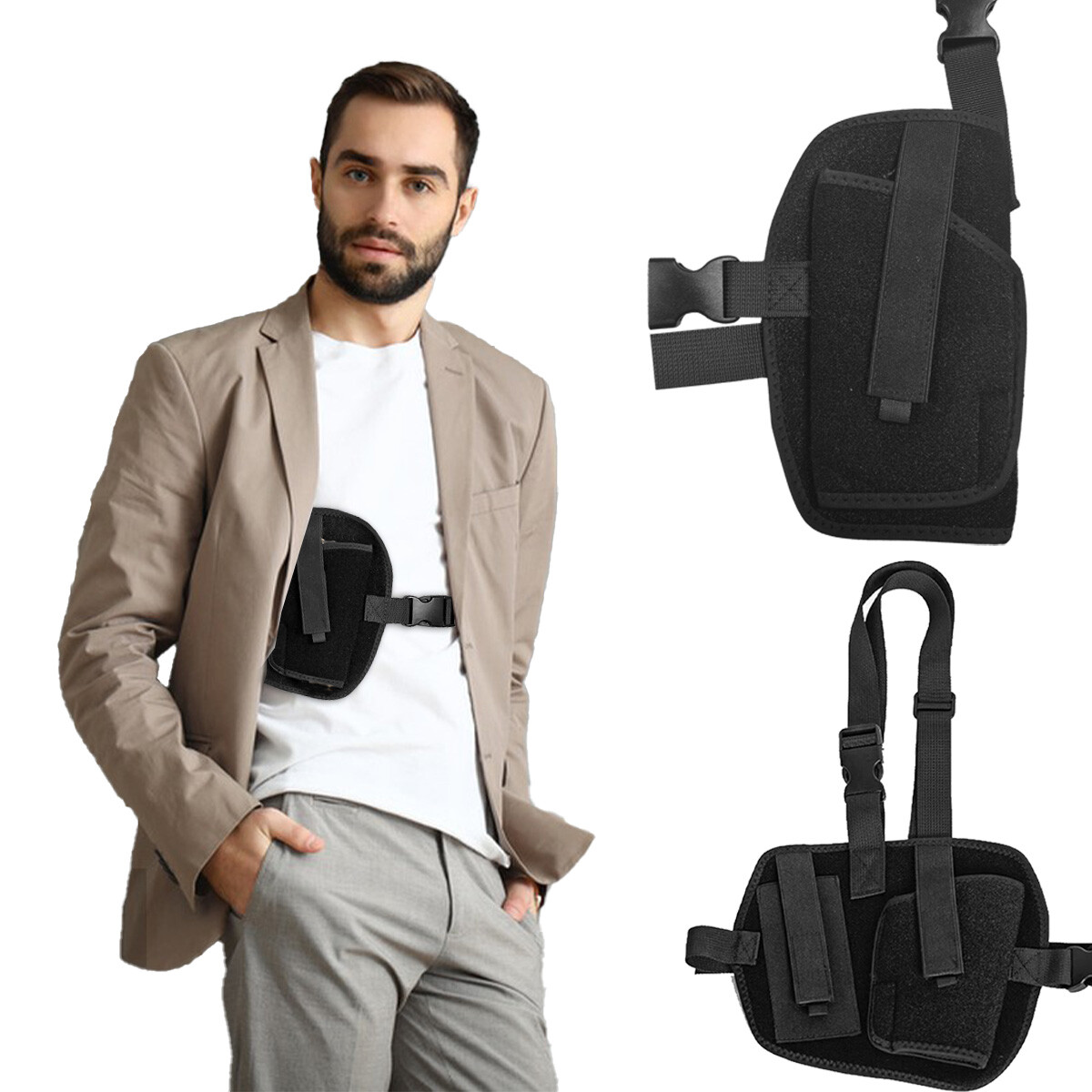 Tactical Chest holster Holster for Concealed Carry Adjustable Pistol Gun Holster