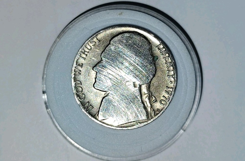 1970 D Jefferson Nickel Strike Error