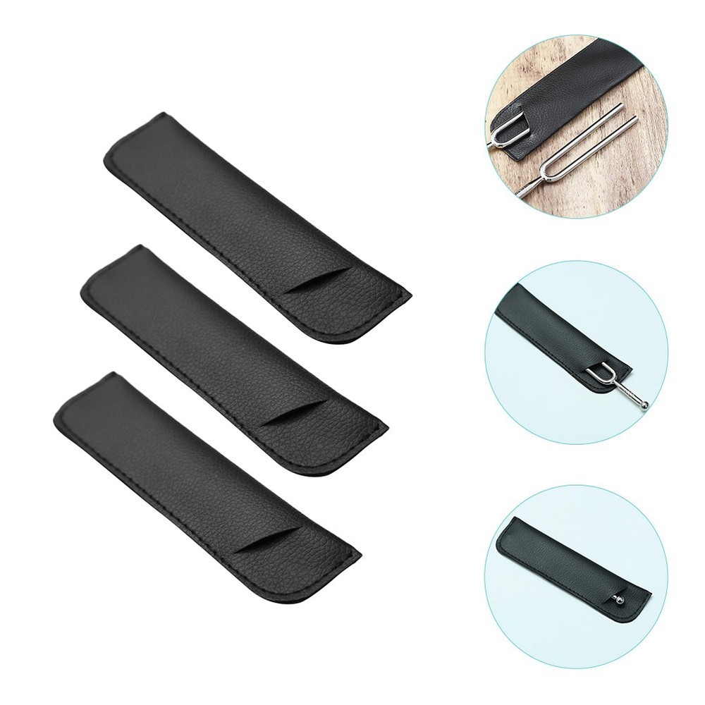 3Pcs Round Tuning Fork Storage Pouches Tuning Fork Storage PU Containers
