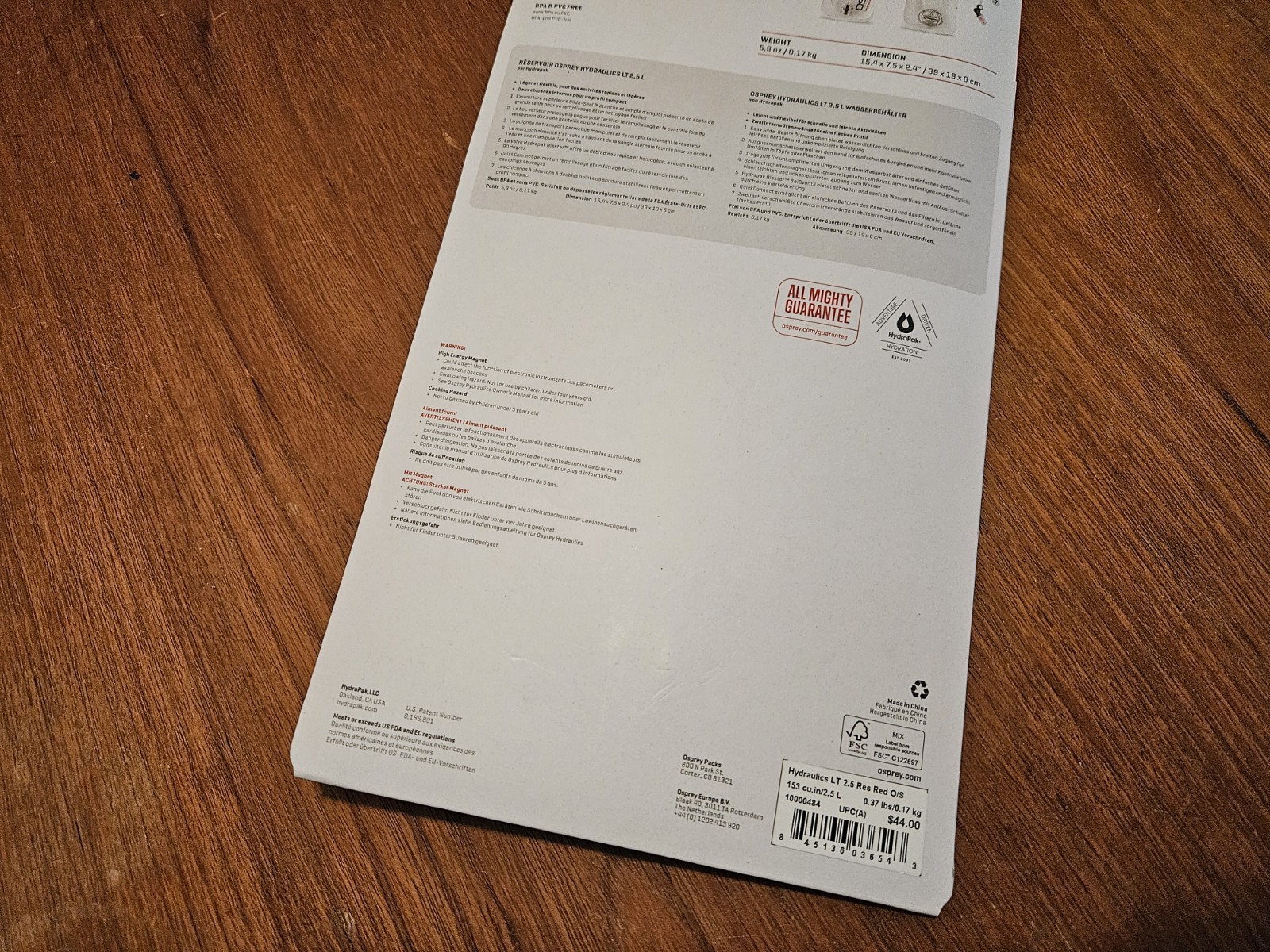 Osprey Hydraulics LT Reservoir 2.5L Hydration Bladder Magnet Lightweight New