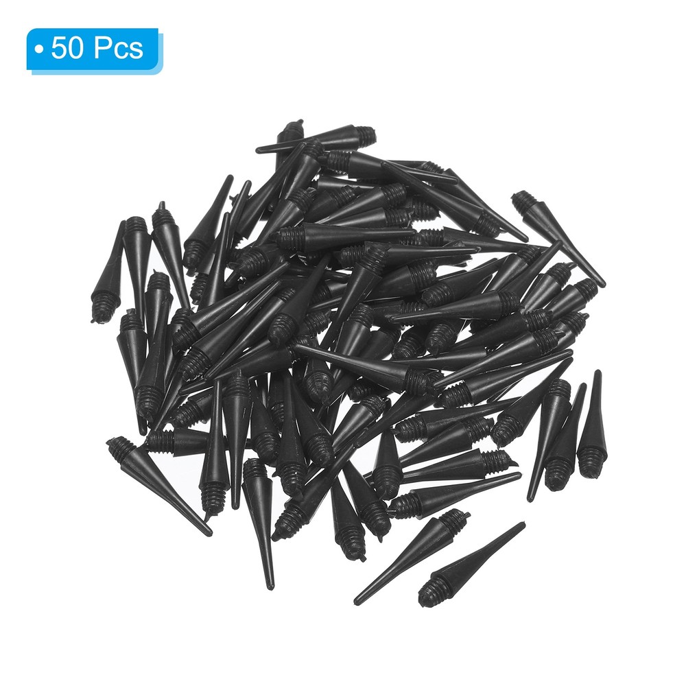 Plastic Dart Tips, 50 Pack 2BA Thread Soft Dart Tips, Black
