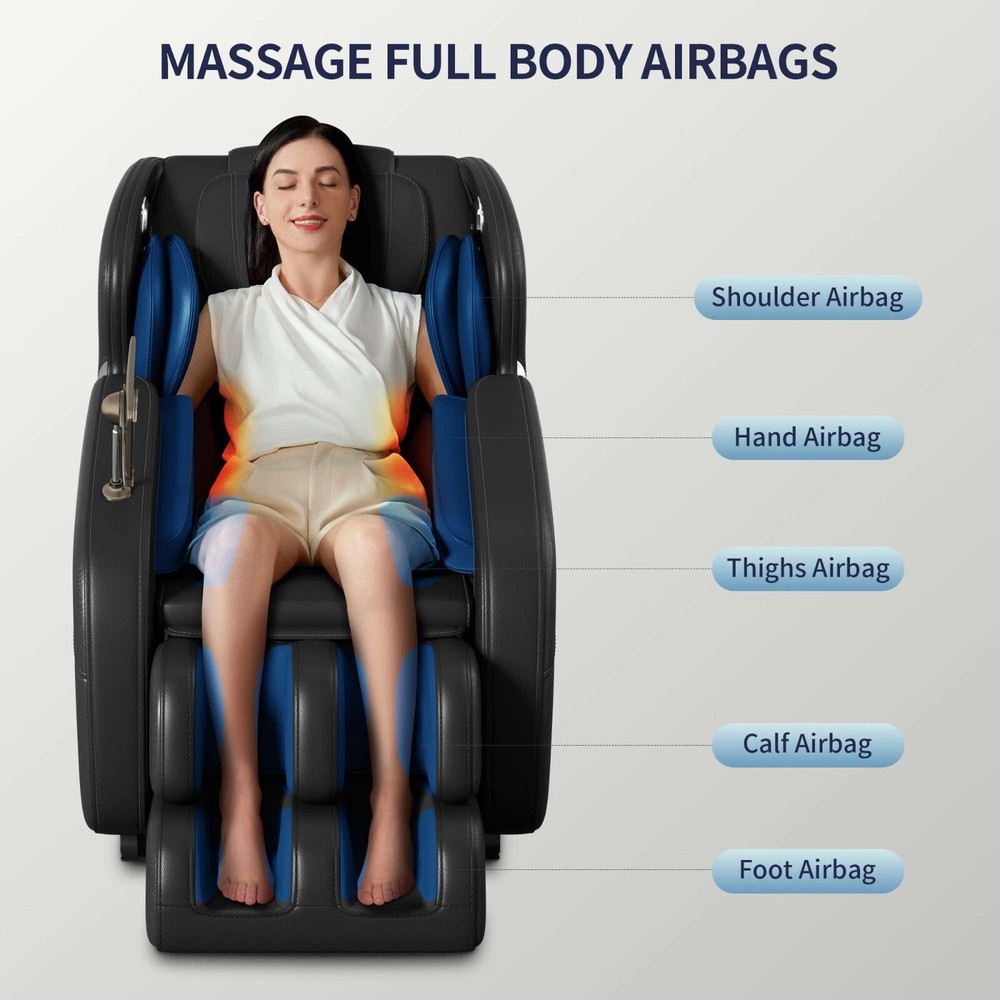 Full-Body Zero Gravity Massage Chair with Deep Tissue Rollers, Lcd, Touchscreen