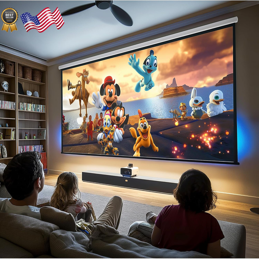 120" Motorized Projector Screen Electric 16:9 Projector Screen with Remote