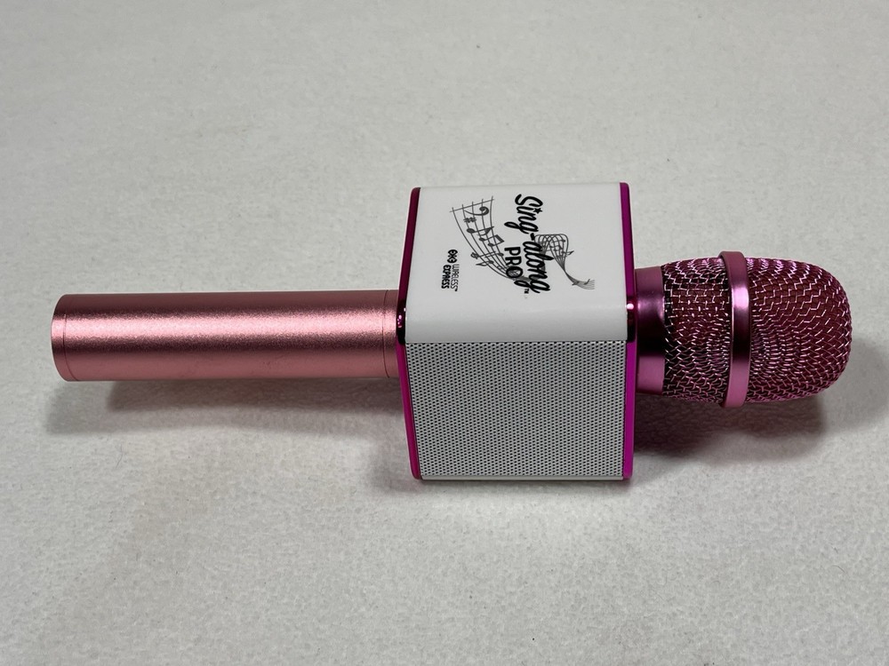 Sing-Along PRO Wireless Karaoke Microphone Pink Bluetooth Speaker Mic