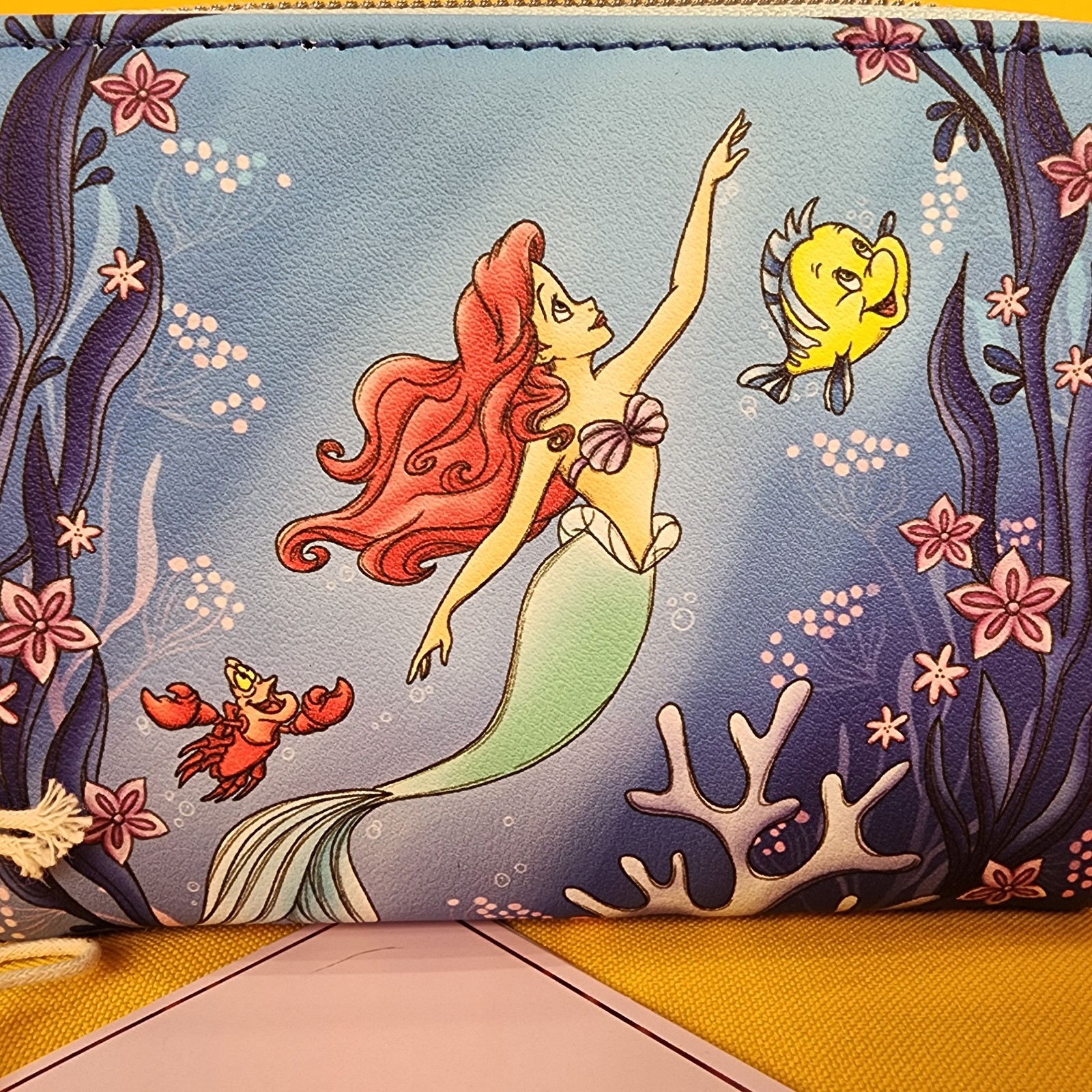 Loungefly Disney Princess Little Mermaid Ariel Flounder Sebastian Zip Wallet NEW