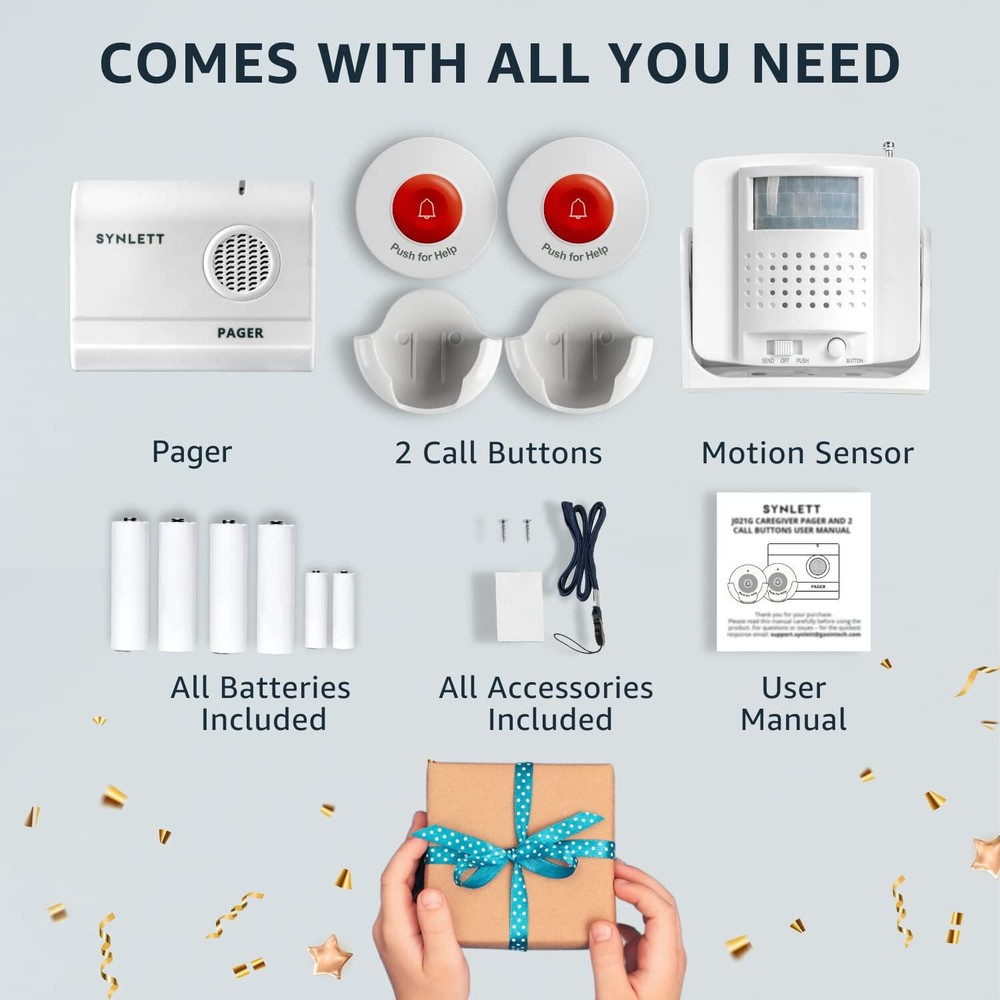 ✅ Caregiver Pager Wireless Call Buttons Motion Sensor Alarm System for Elderly ✅