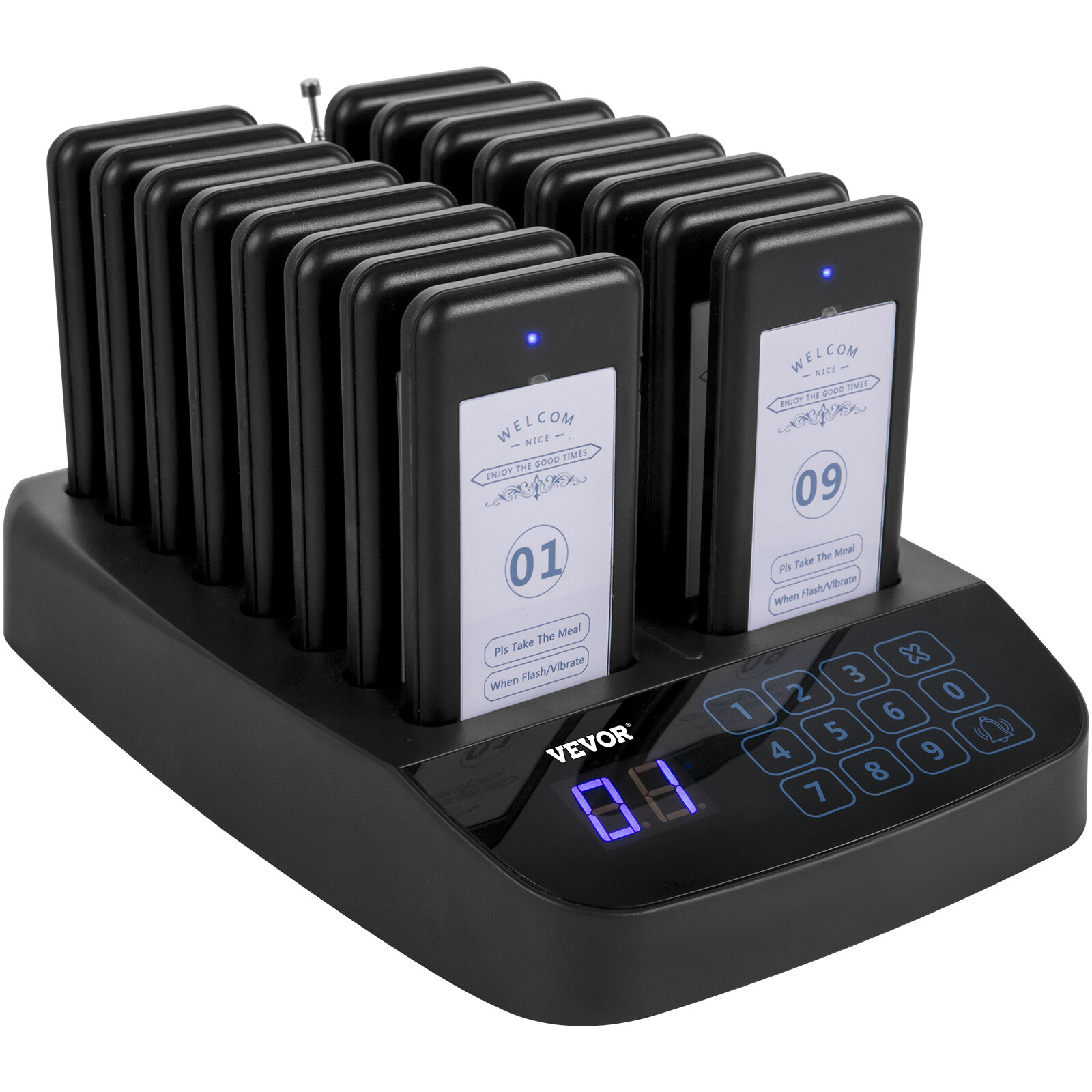 VEVOR 16 Restaurant Pagers Wireless Guest Paging System Queuing Calling Beeper
