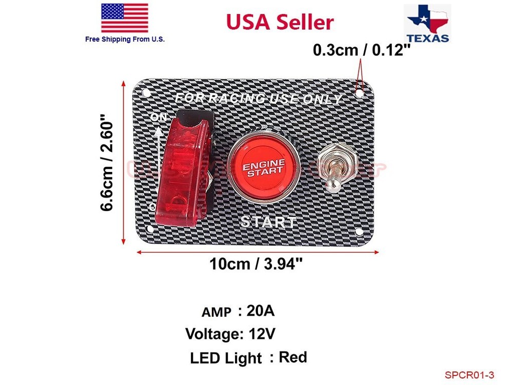 Carbon Ignition Switch Panel Engine Start Push Button LED 12V Toggle Racing Car