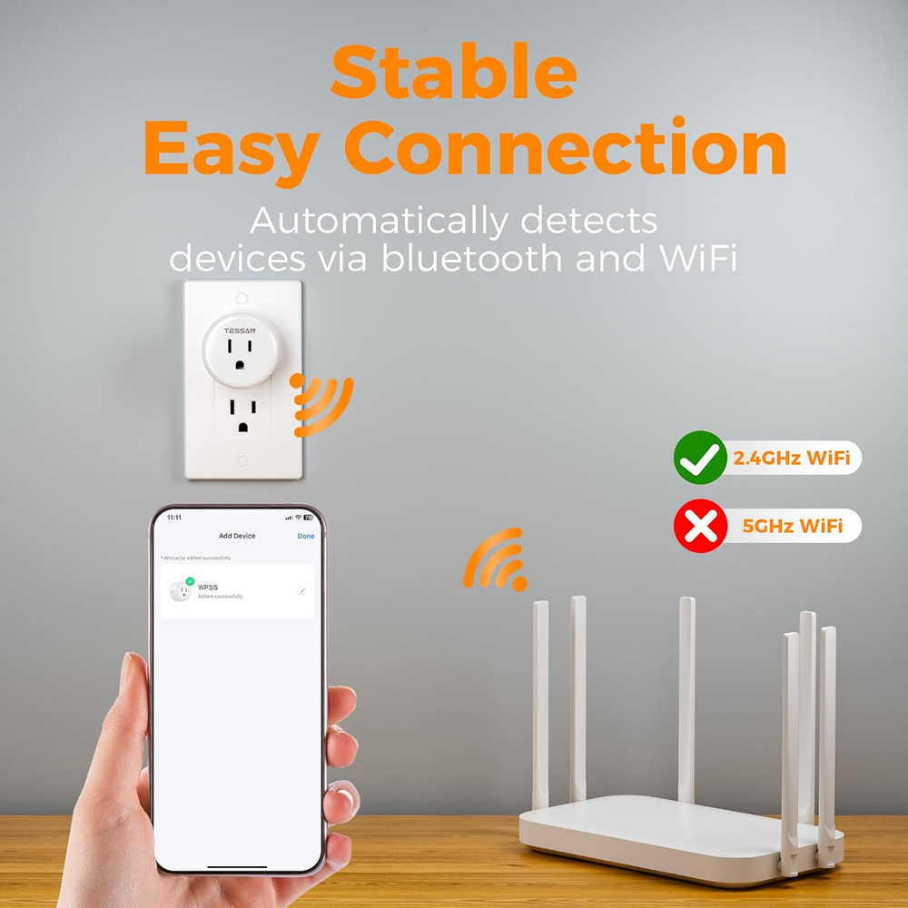 Smart Plug, TESSAN Wifi Timer Outlet Compatible with Alexa and Google Assistant