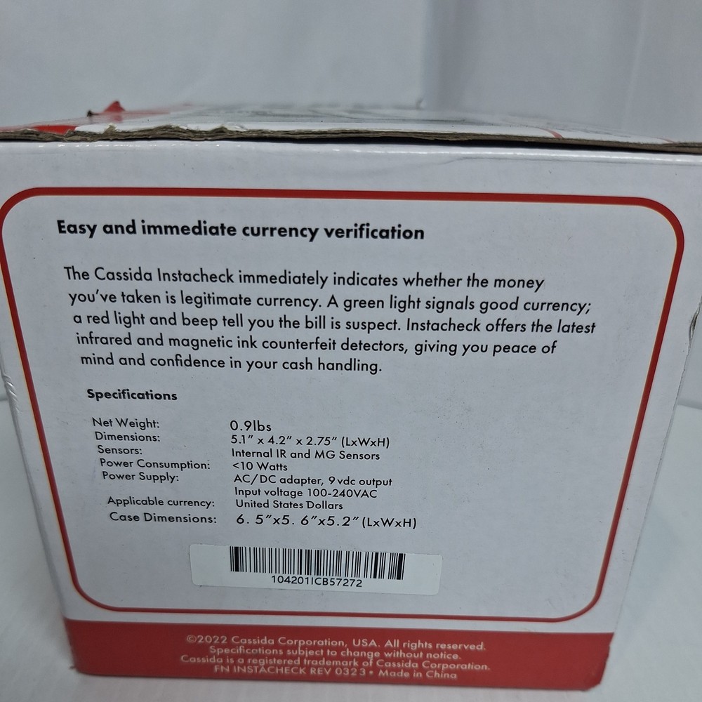 Cassida InstaCheck Automatic Counterfeit Detector *No Power Cord*