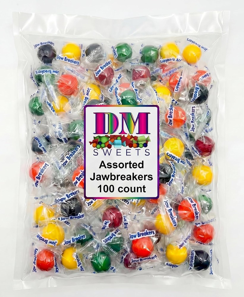 Jawbreakers Hard Candy - 100 Assorted Sweet Fruit Flavored Indivily