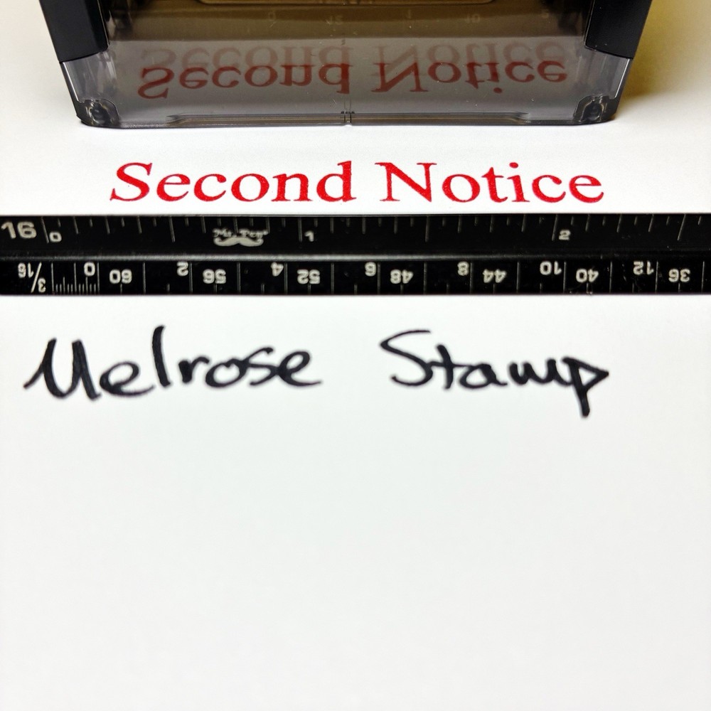 Second Notice Rubber Stamp Red Ink Self Inking Ideal 4913