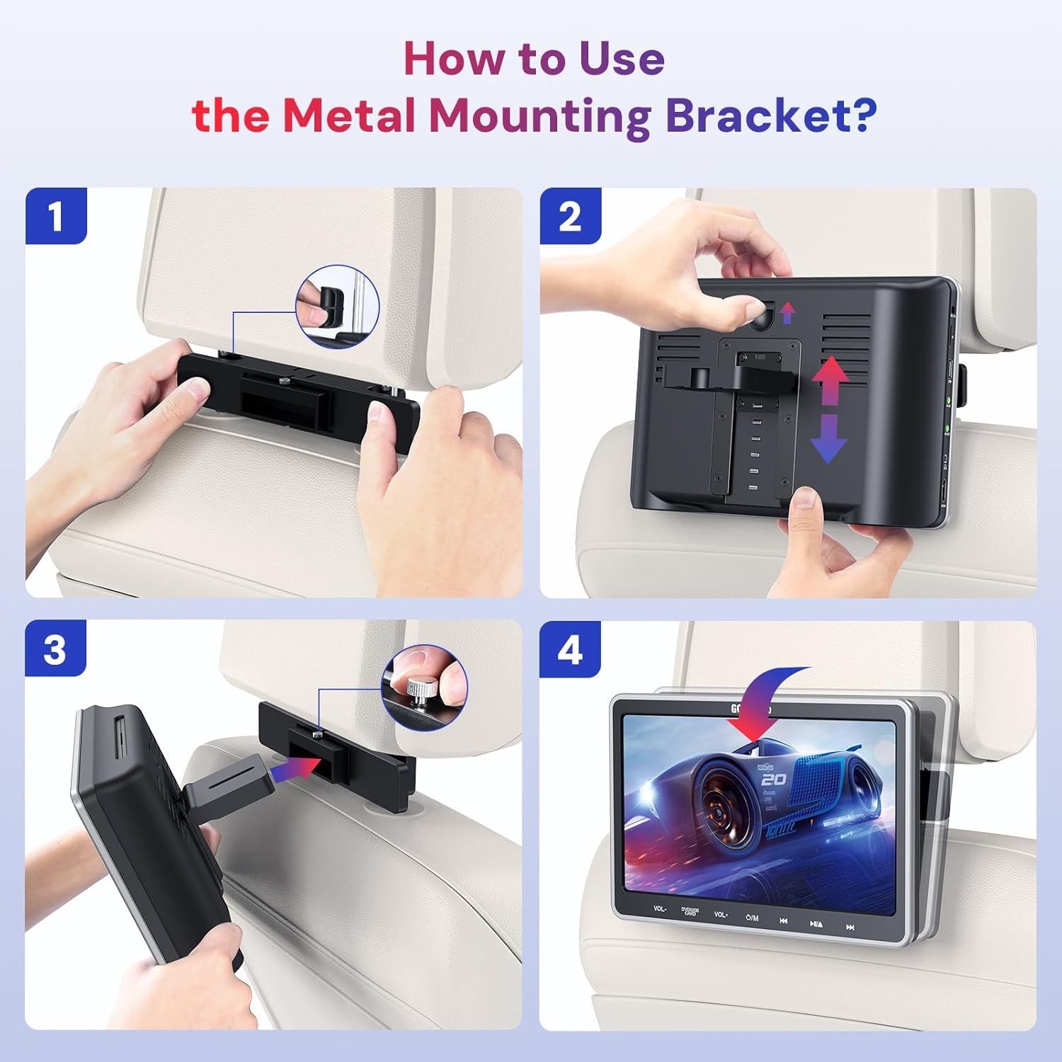 10.1" Full HD Car Headrest DVD Player Monitor for Kids HDMI USB SD MP3 w/Headset