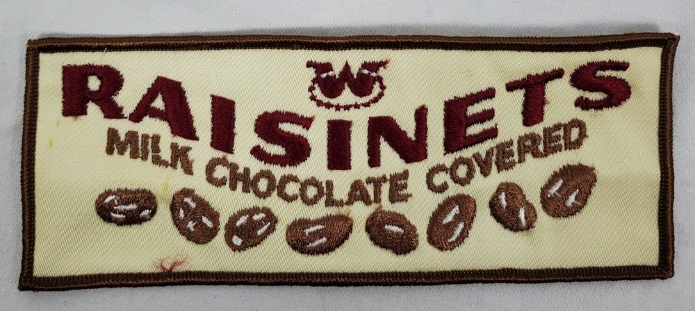 RAISINETS: Milk Chocolate Covered - Rectangle Sew on Patch - NOS - 002
