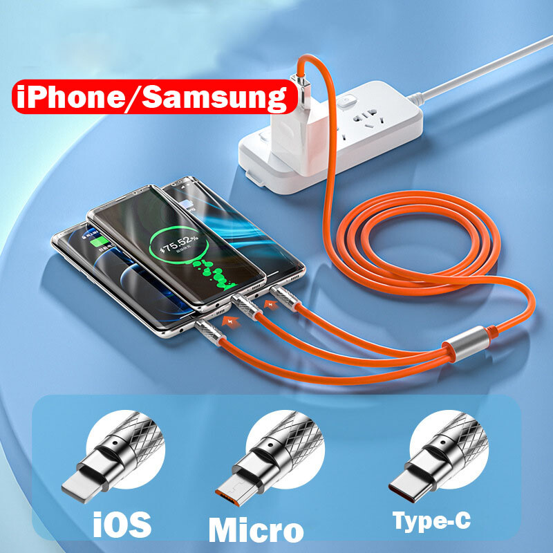 3 in 1 Fast USB Charging Cable Universal Multi Function Cell Phone Charger Cord