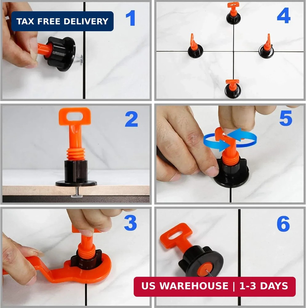 Tile Leveling System Kit 100pcs Reusable Leveler + 500pcs 2mm Spacers 2 Wrenches