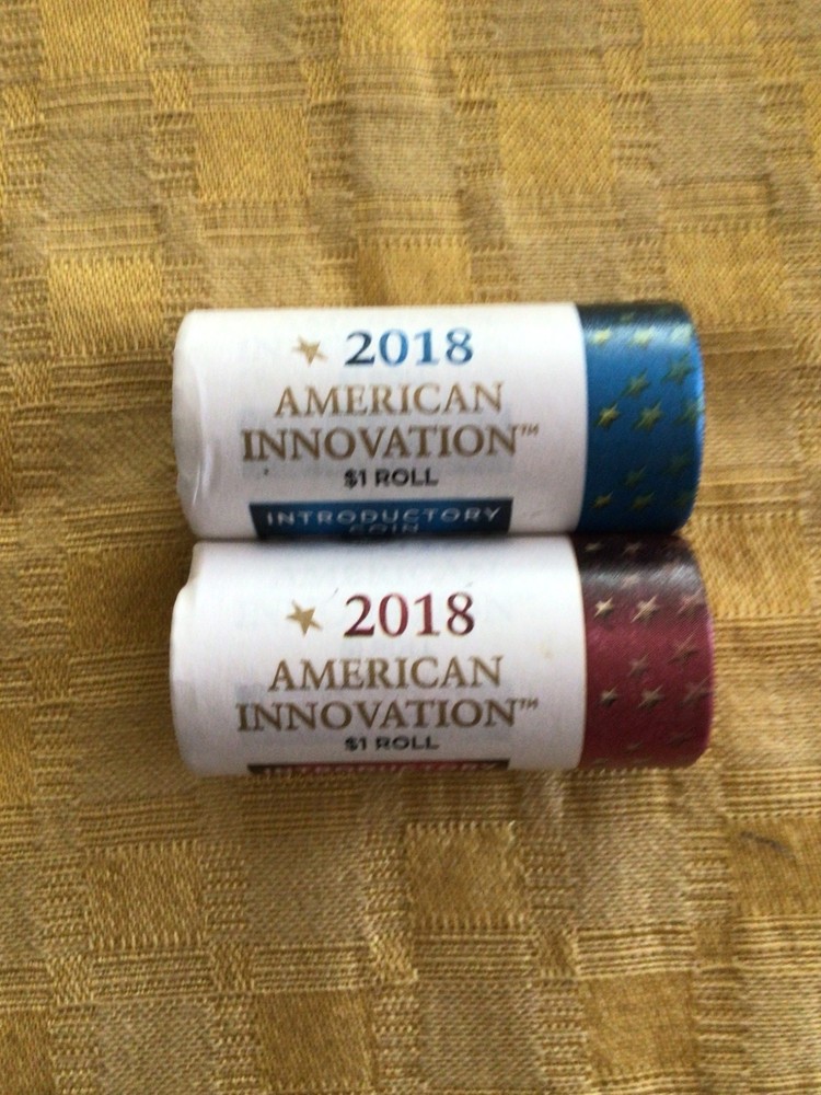 2018, INTRODUCTORY INNOVATION DOLLAR, MINT ROLLS P & D, 50 COINS UNCIRCULATED,