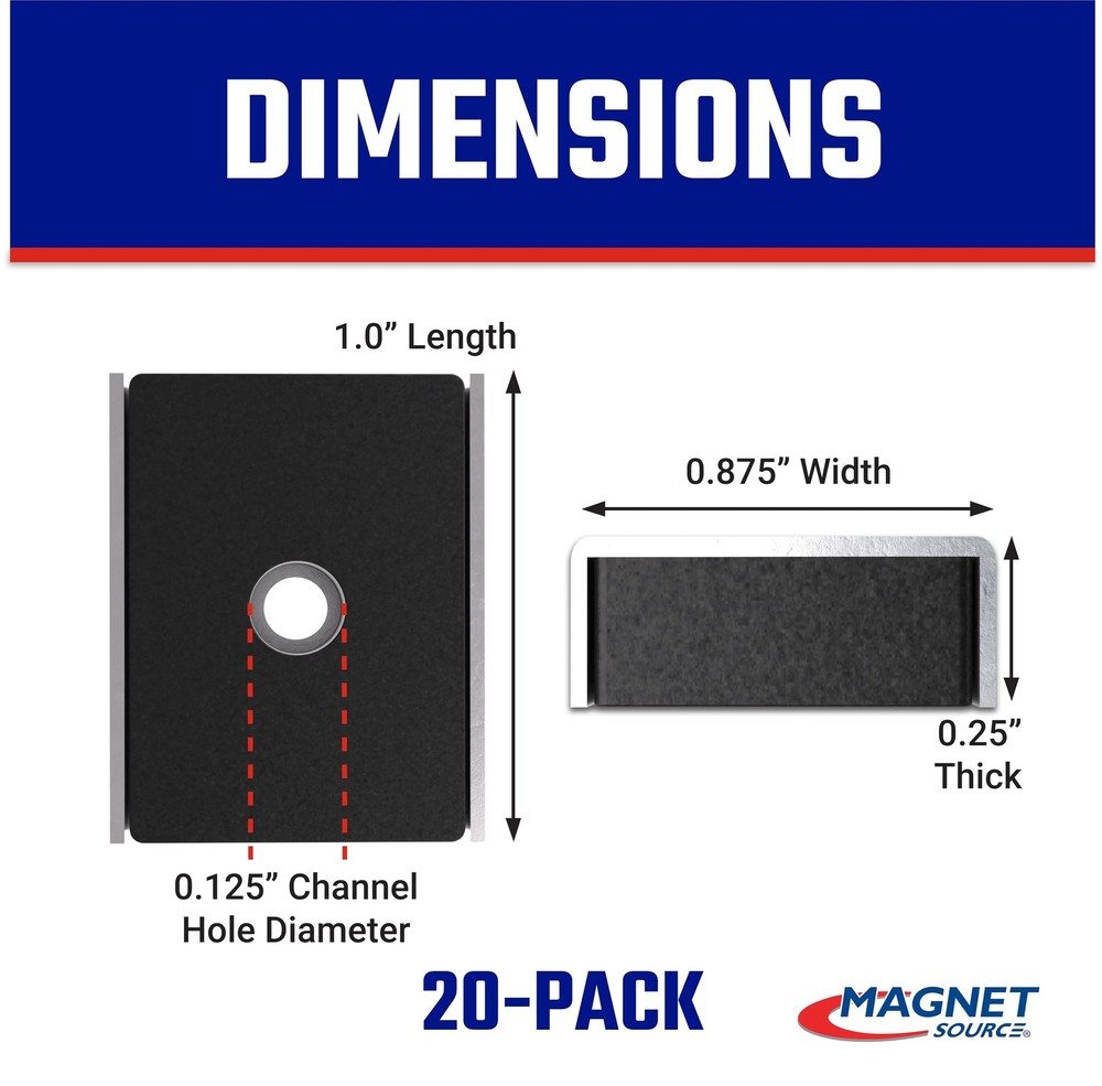 Ceramic Latch Magnet Assemblies - Rectangular with Center Hole, Zinc Plated, ...