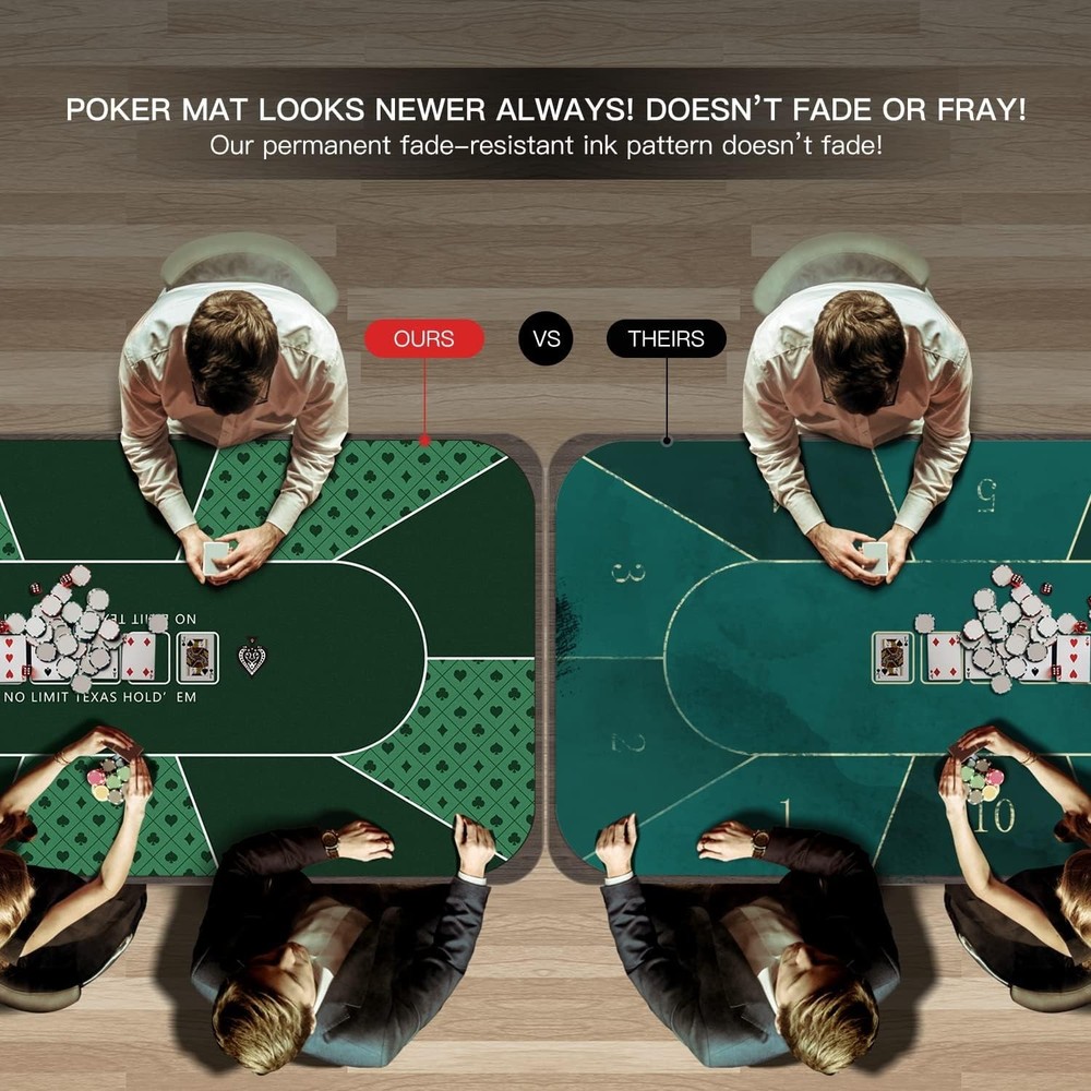 Large Rectangular Poker Mat for 6-8 Players