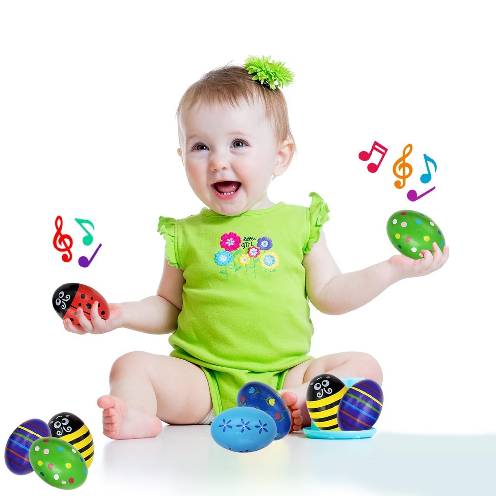 Chochkees 24-Pack Large Smooth Painted Wooden Easter Eggs with