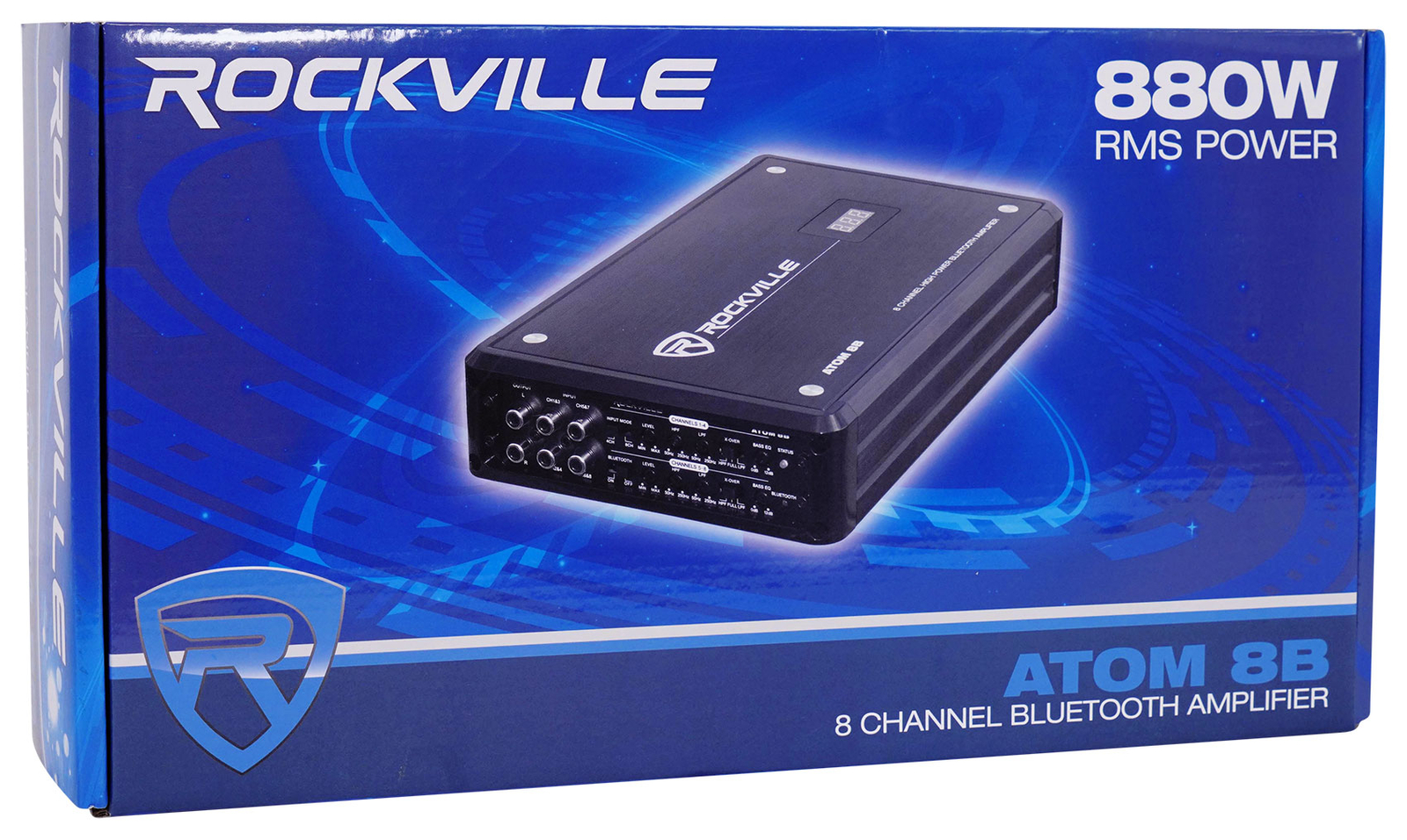Rockville ATOM 8B 8 Channel 3500 Watt Marine/Boat Amplifier Amp w/Bluetooth