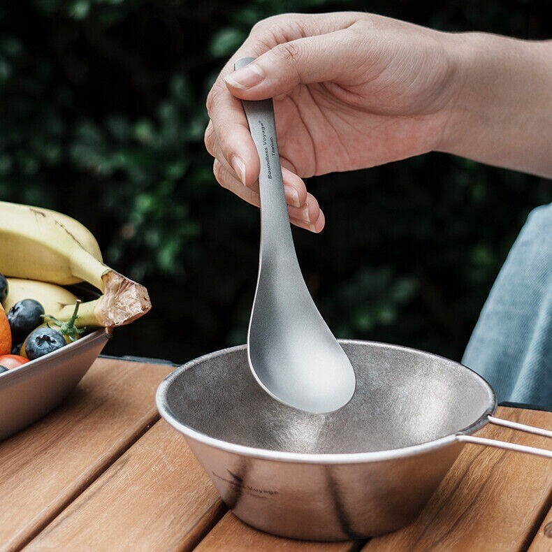 1PC Pure Titanium Spoon Lightweight Healthy Outdoor Camping Tableware Flatware