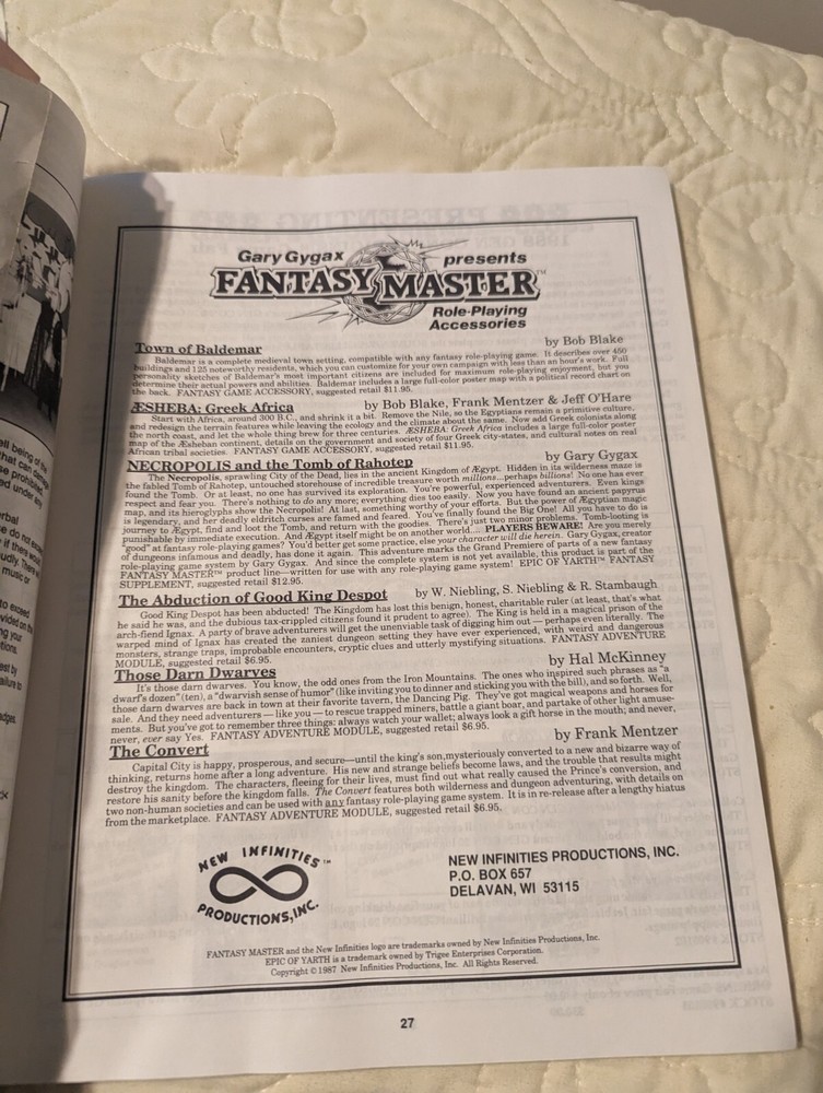 Gen Con Origins 1988 Game Fair Official Program