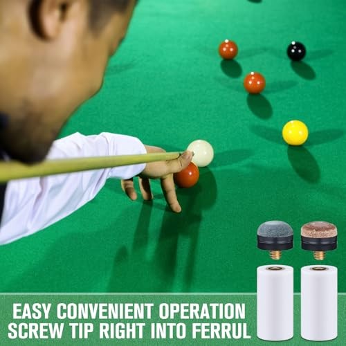 20 Sets Billiard Cues Tips Replacement with White Pool Cue Stick Ferrules