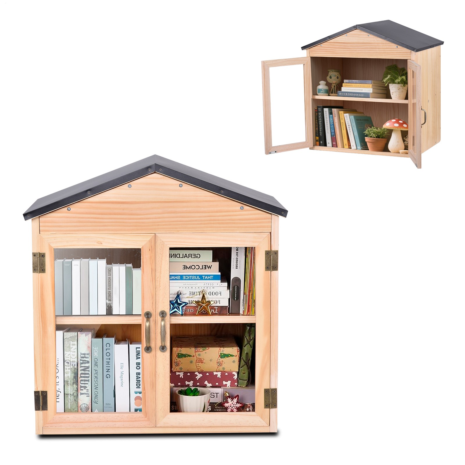 Outdoor Library Outdoor Book Box Storage Wooden Cabinet Little Literature Box