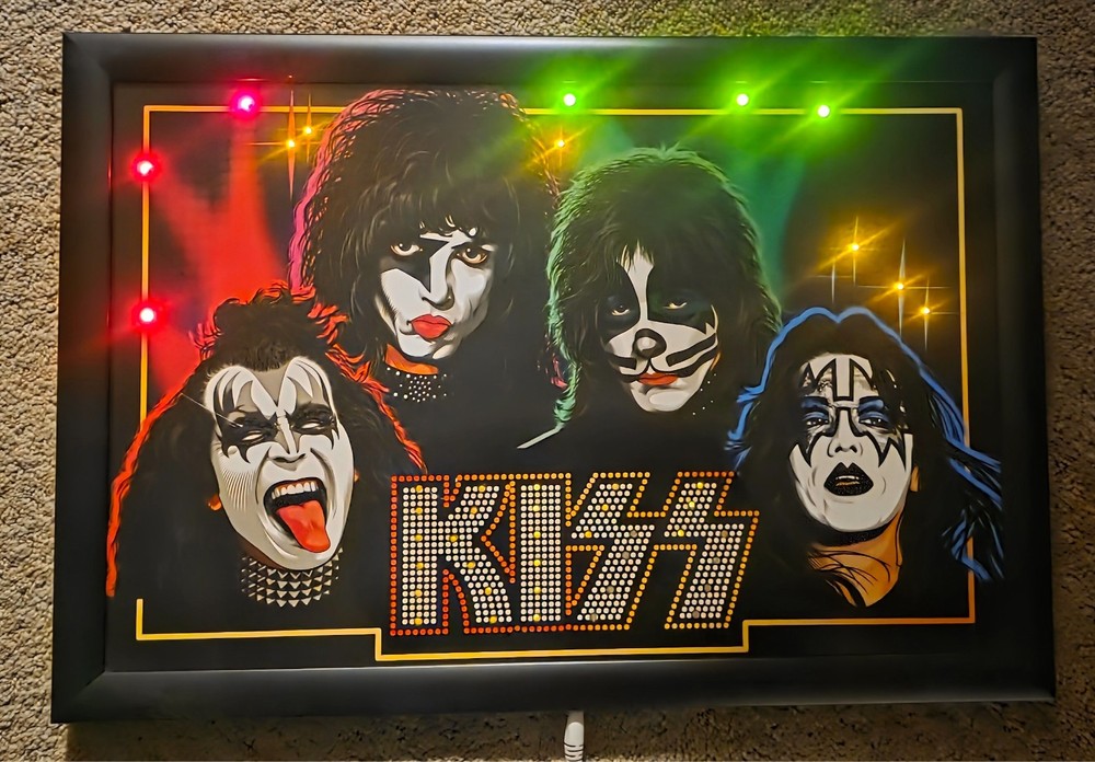 KISS framed LED Lighted Poster/Artwork 2004 Spencer gifts picture