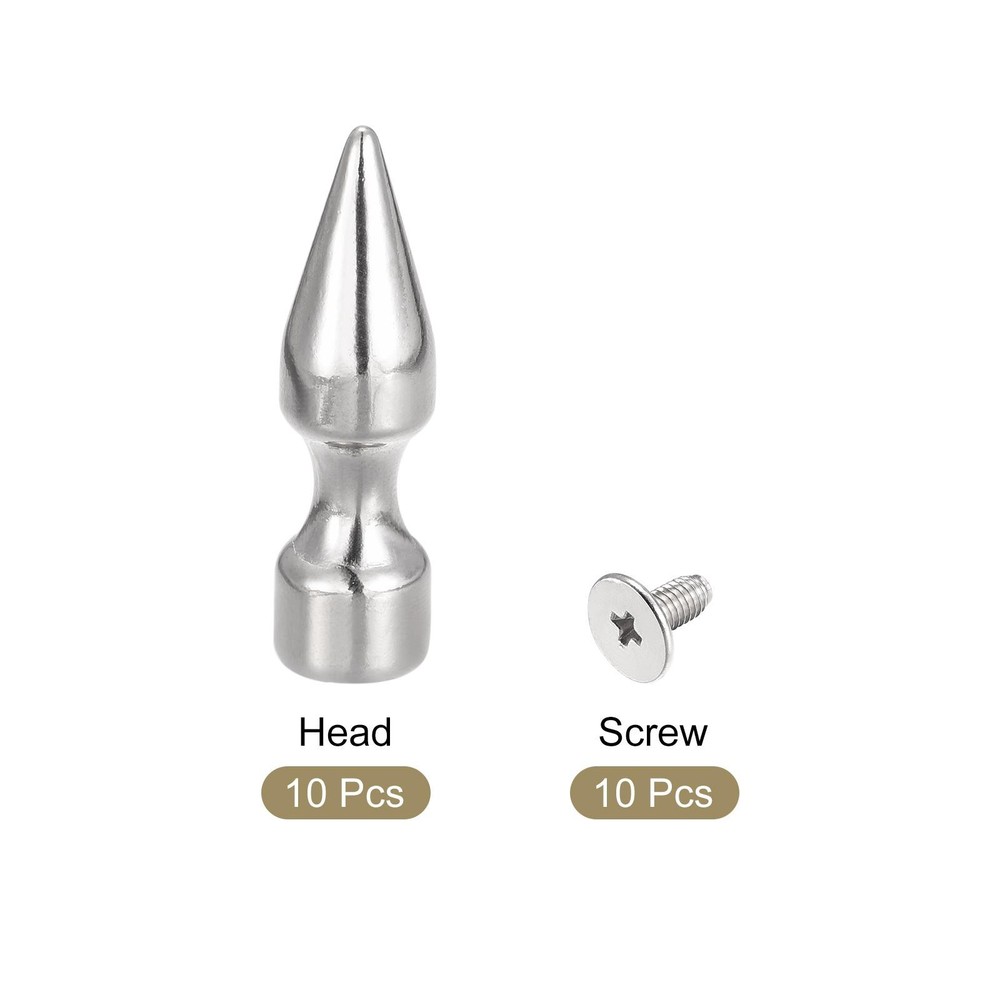 10x35mm Screw Back Rivets, 10 Sets Solid Leather Studs for DIY Silver Tone