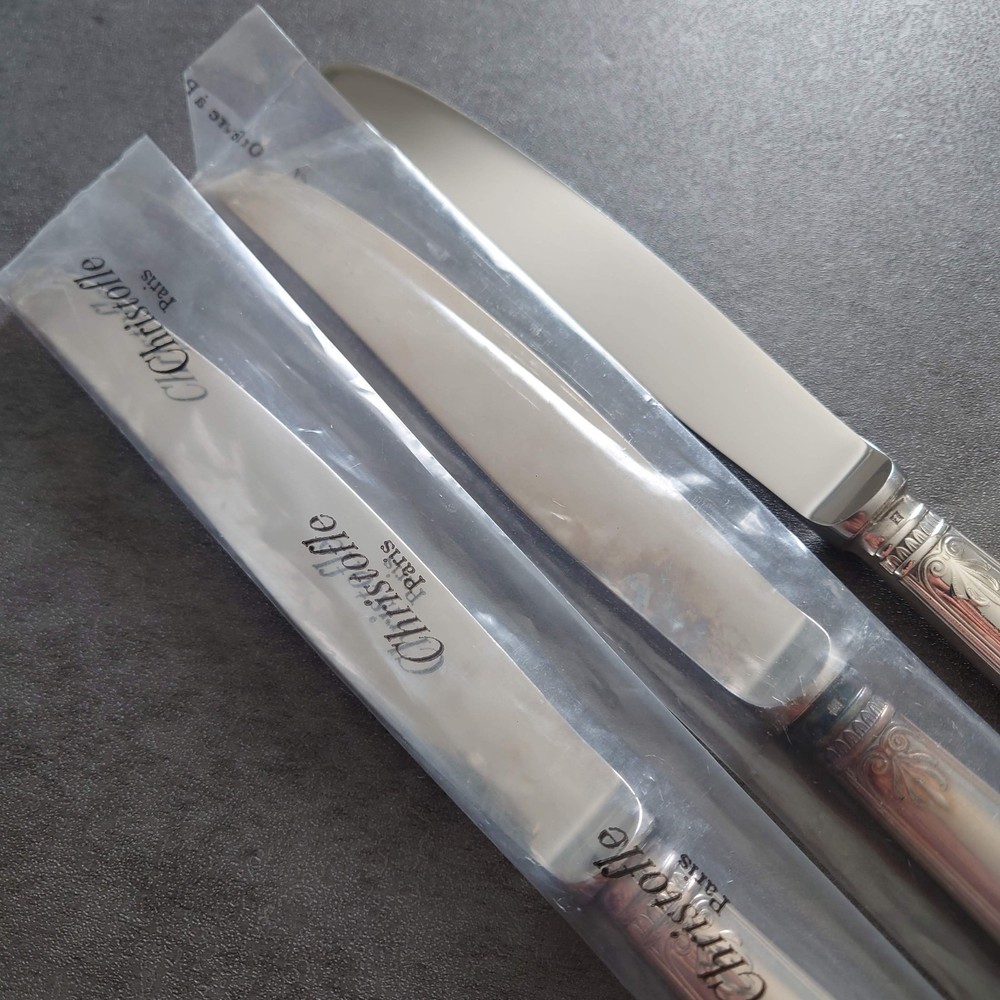 Christofle Malmaison 9pcs Silverplate Flatware Table Knife Fork Spoon Excellent