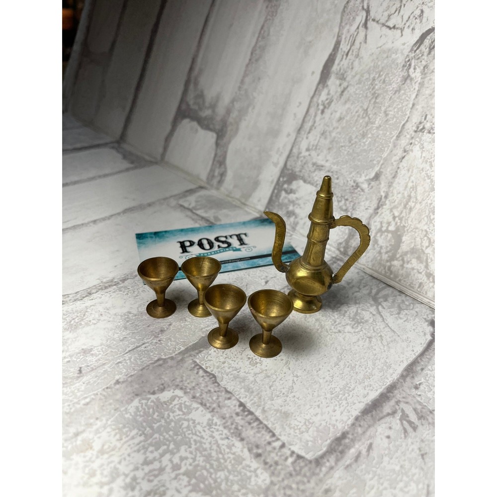 Vintage Brass Doll House Tea Set