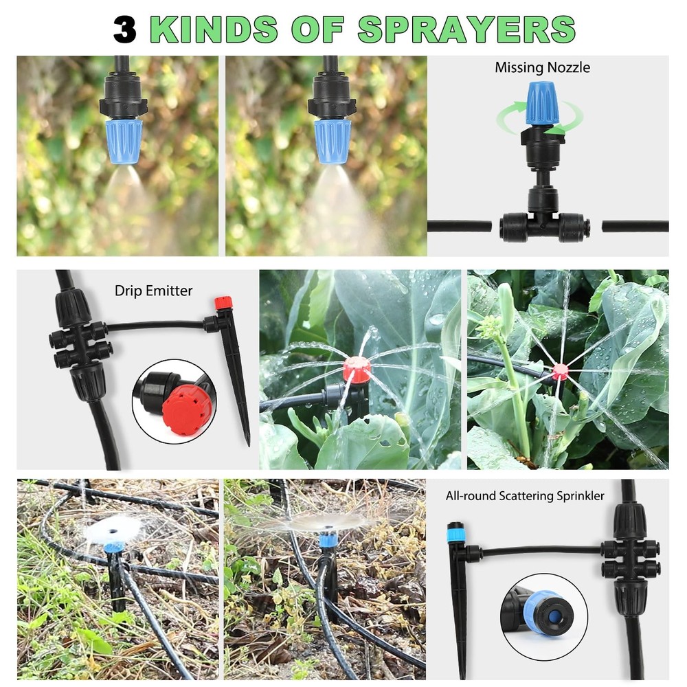 177FT Drip Irrigation Kit – 2025 New Quick-Connect Micro Irrigation System with