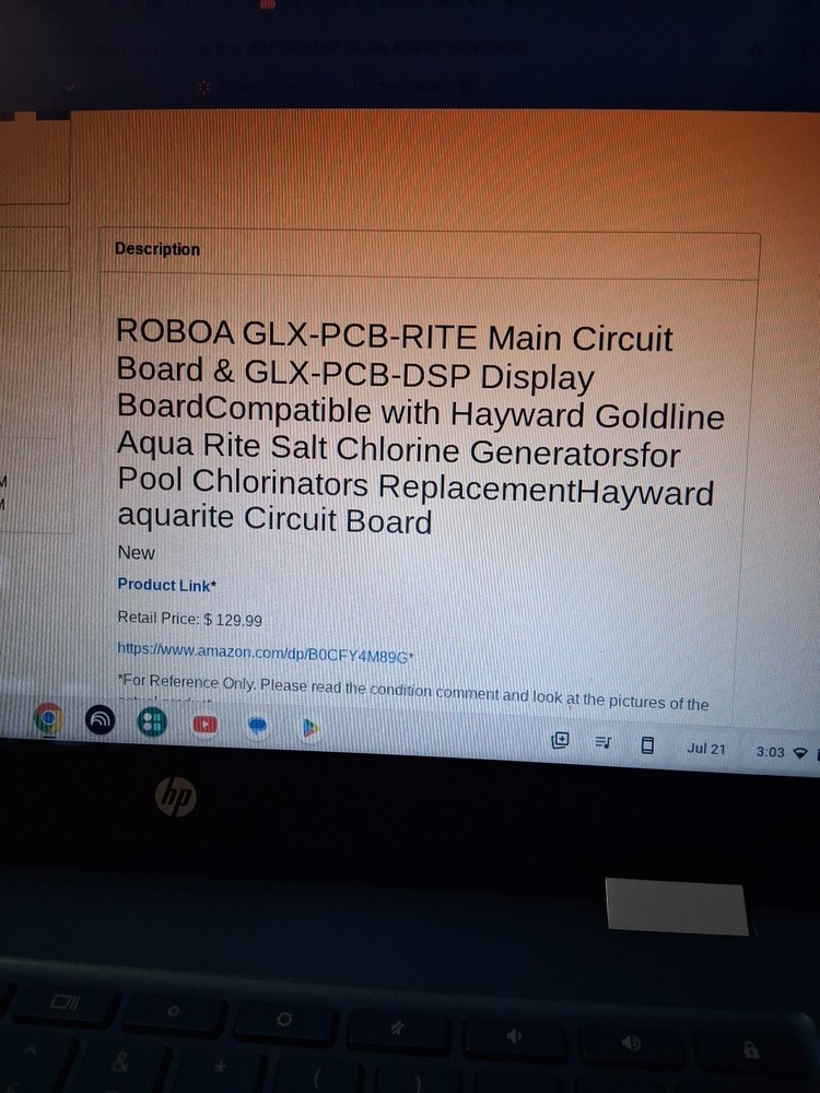 GLX-PCB-RITE Main Circuit Board & GLX-PCB-DSP Display Board for Aqua Rite Sys...