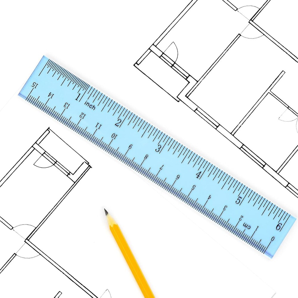 Coopay 6 Inch Math Geometry Tool Plastic Ruler Square Set 6 Inch, Blue