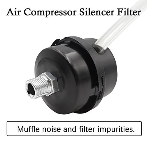 2 pcs 3/8" Thread Air Compressor Silencer, Air Compressor Intake Filter 1/4"